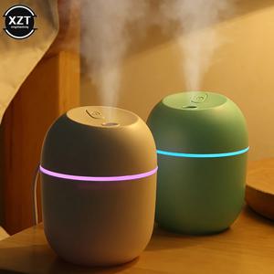 220ml USB 가습기 아로마 오일 디퓨저 무음 가습기(야간 조명 포함) 차량용 침실용 쿨 미스트 분무기