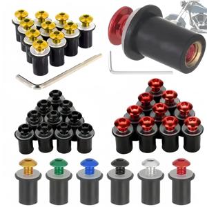 알루미늄 유니버설 10PCS M5 x 16mm 오토바이 앞 유리 볼트 윈드 스크린 나사 너트 패스너 (스즈키, 가와사키, 야마하, 두카티 용)
