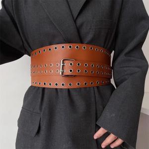 여성 패션 속이 빈 PU 가죽 코르셋 여성 Cummerbund 코트 허리띠 드레스 Decration 와이드 벨트 J310
