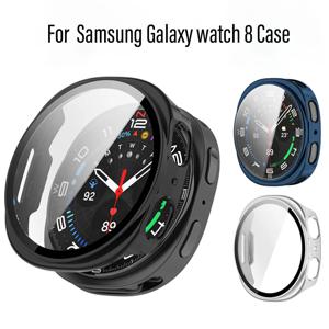 삼성 갤럭시 워치 8용 강화 유리 + 케이스 40mm 44mm 3D 풀 PC 커버 범퍼 스크린 보호기 쉘 + 필름 워치 8 액세서리