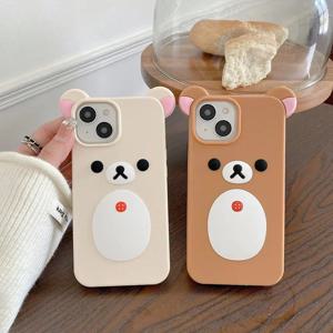 리락쿠마 곰 3D 귀여운 만화 폰 케이스 아이폰 17 16 15 14 13 12 11 프로 맥스용 부드러운 실리콘 충격 방지 보호 케이스