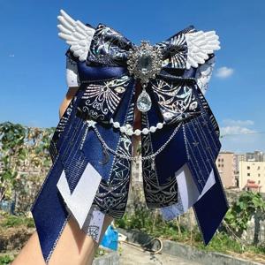 6가지 색상으로 제공됩니다: 핑크, 블랙, 레드, 블루. 귀엽고 우아한 브로치, 리본 핀, 큰 리본 타이, 보석 펜던트, 컬러 블로킹 DIY 애니메이션 로리타 코스프레, 애니메이션 컨벤션 장식 브로치, 백팩 및 이타백 장식 핀, 리본 타이