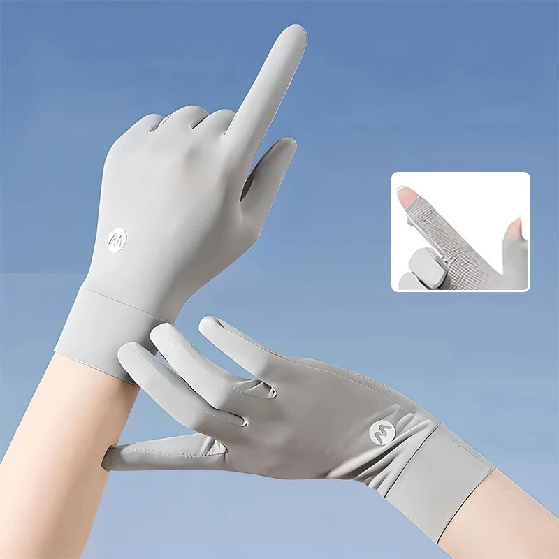 여름 자외선 차단 장갑 터치스크린 통기성 미끄럼 방지 핸드 커버 여성용 얇은 자외선 차단 장갑 운전 야외 여행용