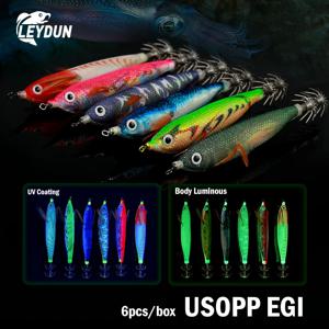 레이둔 우솝 EGI 야광 & UV 오징어 지그 새우 오징어 BKK 훅 110mm 6개/세트 낚시 루어 문어 갑오징어 새우 미끼