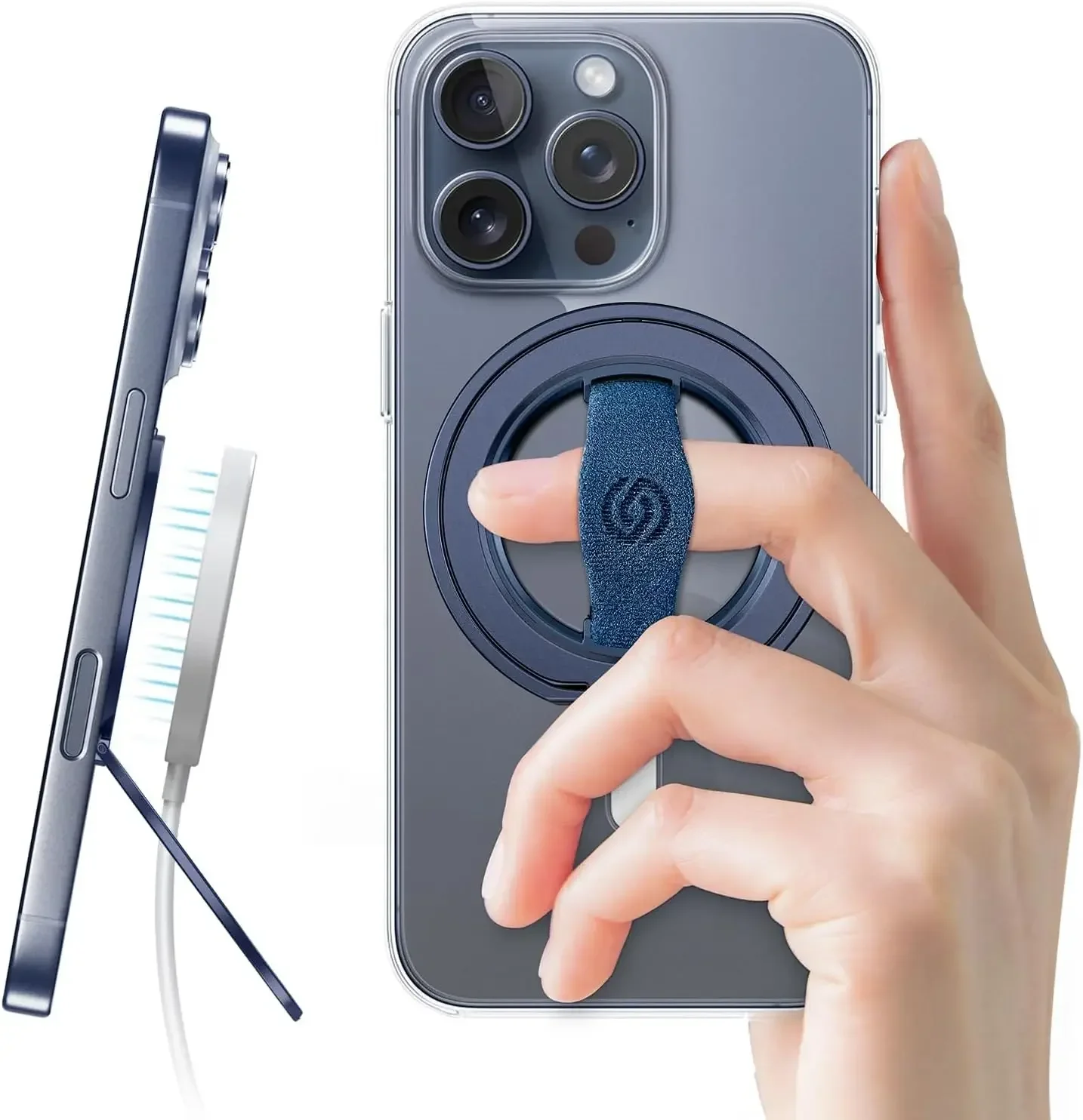 EWA MagOne 3세대 폰 그립 스탠드 (자석 링 홀더 포함) MagSafe 킥스탠드 루프 호환, 아이폰 17~12 시리즈용