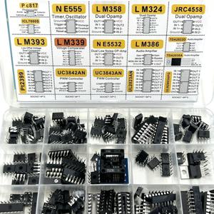150개 모듬 IC 칩 키트, 연산 증폭기, 발진기 PC817, NE555, LM358, LM324, 트랜지스터 어레이, 전자 부품 세트 (소켓 포함)