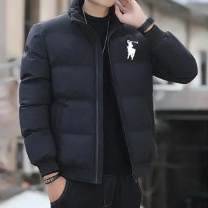 새로운 가을 겨울 남성 캐주얼 다운 재킷 야외 패셔너블 스탠드 칼라 짧은 따뜻한 프린트 지퍼 코트 스트리트웨어 파카