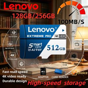 레노버 마이크로 TF SD 카드 메모리 카드 고속 TF 플래시 카드 4K 풀 HD 비디오 SD 카드 128GB 256GB 512GB 샤오미 카메라 PC용