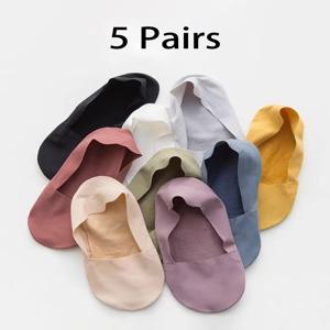 5 쌍 고품질 매칭 캐주얼 양말 여성 보이지 않는 로우 컷 양말 로트 통기성 실리콘 미끄럼 방지 편안한 바닥