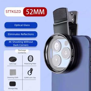52mm CPL 휴대폰 렌즈 필터 렌즈 클립 카메라 액세서리 모든 스마트폰용 Canon Nikon용 원형 편광 필터