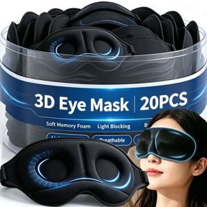 3D 아이 마스크 코 패드가 있는 편안하고 통기성 좋은 수면 마스크, 조절 가능한 사이즈의 눈 가리개, 수면, 여행 및 낮잠용, 블랙아웃 기능