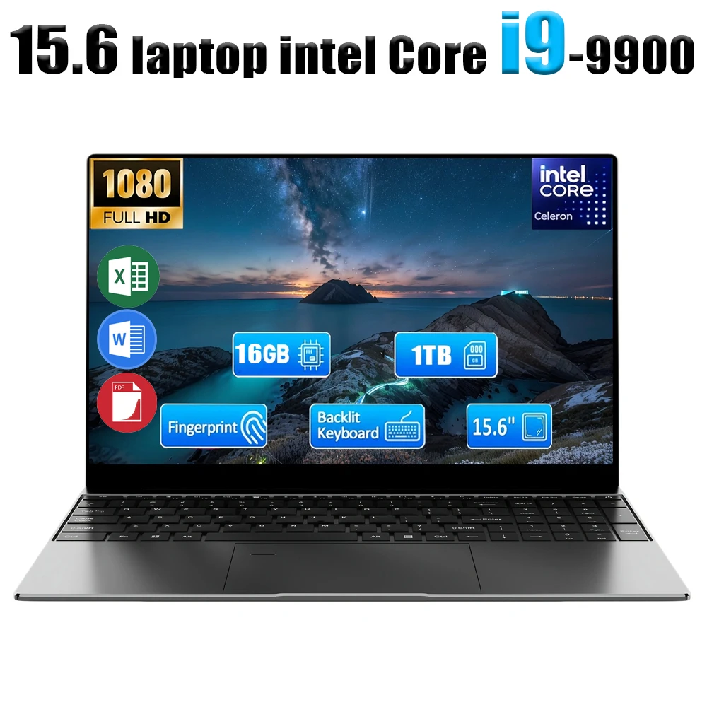 2026 실버 노트북 15.6인치 게이밍 컴퓨터 인텔 i9-9900 IPS HD 비디오 16GB/32GB DDR3 1024GB/2048GB SSD M.2 윈도우 11 노트북