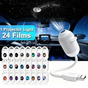 2-in-1 새로운 USB 갤럭시 스타 프로젝터 야간 조명 360 °   회전식 별빛 성운 오로라 프로젝터 조명 (침실, 자동차 장식용)