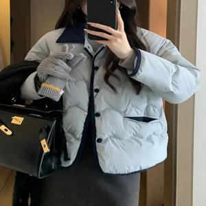 여성용 캐주얼 다운 코트, 한국 패션 코튼 패딩 재킷, 긴 소매 싱글 브레스트 따뜻한 솔리드 코트, 가을 겨울