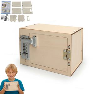 DIY 나무 기계식 비밀번호 상자 키트, 콤비네이션 잠금 장치가 있는 저금통, 어린이를 위한 교육용 실험 장난감 선물
