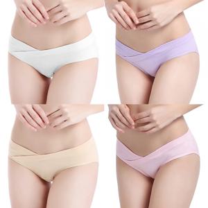 임산부용 부드럽고 통기성 코튼 속옷, 로우 웨이스트 디자인, 임신 중기-후기 출산 팬티