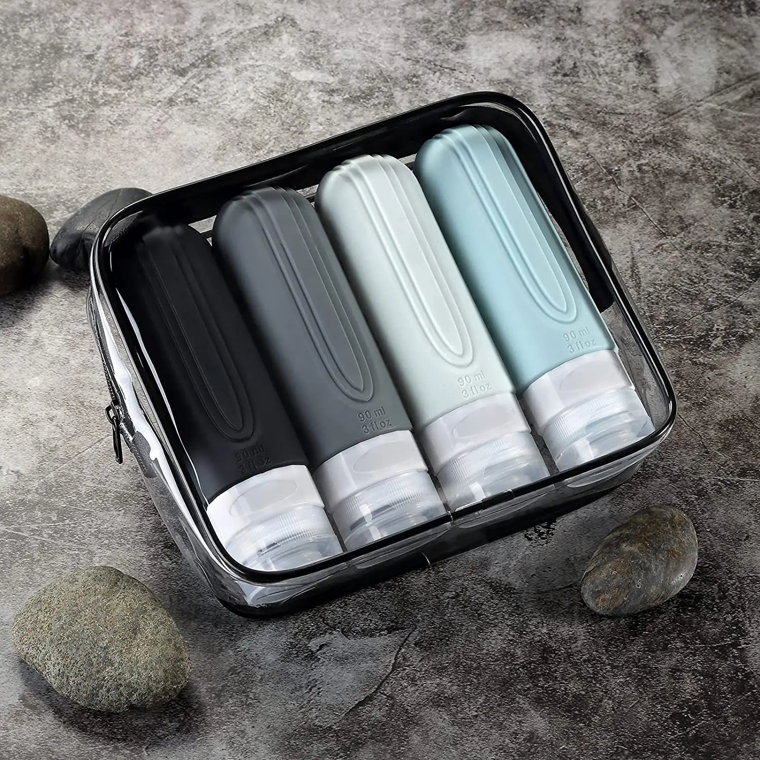 90ml/Set 실리콘 여행 화장품 병 빈 짜기 용기 샴푸 컨디셔너 로션 용 누출 방지 리필 용 병