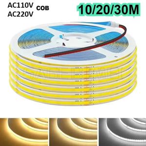 Ac110V 220V 변압기 없음 296 Led/M 8Mm Cuttable 3000K 4000K 6000K 하이라이트 홈 장식용 유연한 Cob Led 스트립