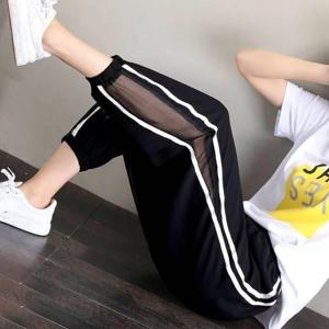 여름 얇은 와이드 레그 할란 팬츠 여성 루즈핏 바지 한국 스타일 하이웨이스트 9부 랜턴 팬츠 캐주얼웨어