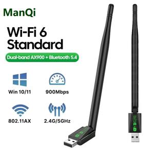 WiFi 6 USB 어댑터 900Mbps 블루투스 5.4 AX900 USB 동글 무선 네트워크 카드 듀얼 밴드 2.4G 5G 이더넷 수신기 무료 드라이버