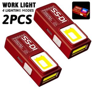 LED COB 미니 손전등 USB 충전식 미니 토치 자석이 있는 휴대용 작업등 야외 비상 하이킹 낚시 랜턴