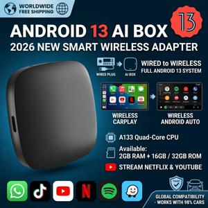 2026 안드로이드13 CarPlay Ai 박스 코완킷 무선 안드로이드 오토 3in1 USB 어댑터 유튜브 넷플릭스 유니버설 TV 박스 플러그 앤 플레이