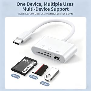 3 in 1 USB/Type C Multifunction Card Reader OTG SD TF Cards USB Memory Cards Reader Converter for MacBook Laptop Samsung