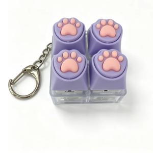 귀여운 고양이 발 실리콘 피젯 키체인 스트레스 해소 장난감 휴대용 장식 기계식 키보드 애호가를 위한 선물