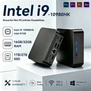 2026 미니 PC 컴퓨터 인텔 코어 I9 10980HK N150 윈도우 11 프로 16GB 32GB 램 1TB M.2 SSD WiFi6 BT5.2 4K HD 휴대용 데스크탑 PC
