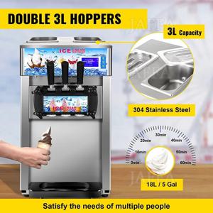 상업용 아이스크림 제조기 18L/H 생산량 1200W 카운터탑 소프트 서브 기계 레스토랑 스낵바용 냉동 요거트 제조기