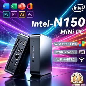 미니 PC 인텔 N150 윈도우 11 프로 휴대용 게이밍 PC 16GB 32GB 램 1TB 2TB SSD 미니 PC 컴퓨터 사무용 게이머용 Wifi6 BT5.2 데스크탑
