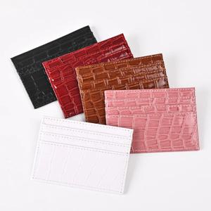 악어 패턴 카드 홀더 지갑 Pu 가죽 얇은 여성 비즈니스 신용 카드 케이스 가방 학생 ID 버스 카드 커버 지갑