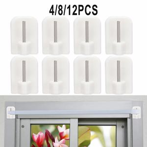 4/8/12PCS 커튼 후크 자기 접착제 후크 커튼 막대 후크 브래킷 흰색 스토리지 랙 주방 및 창 목욕 문 벽 걸이