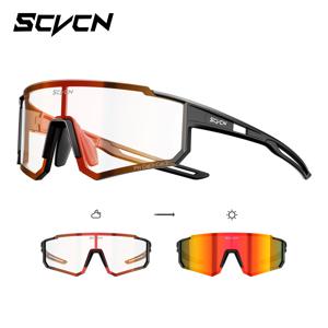 SCVCN 포토 크로 믹 선글라스 야외 스포츠 자전거 사이클링 안경 남자 MTB 등산 안경 여성 운전 자전거 안경 새로운