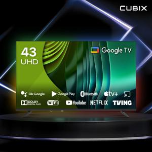 큐빅스 109cm 43인치 4K UHD 스마트TV 블랙에디션 구글 안드로이드