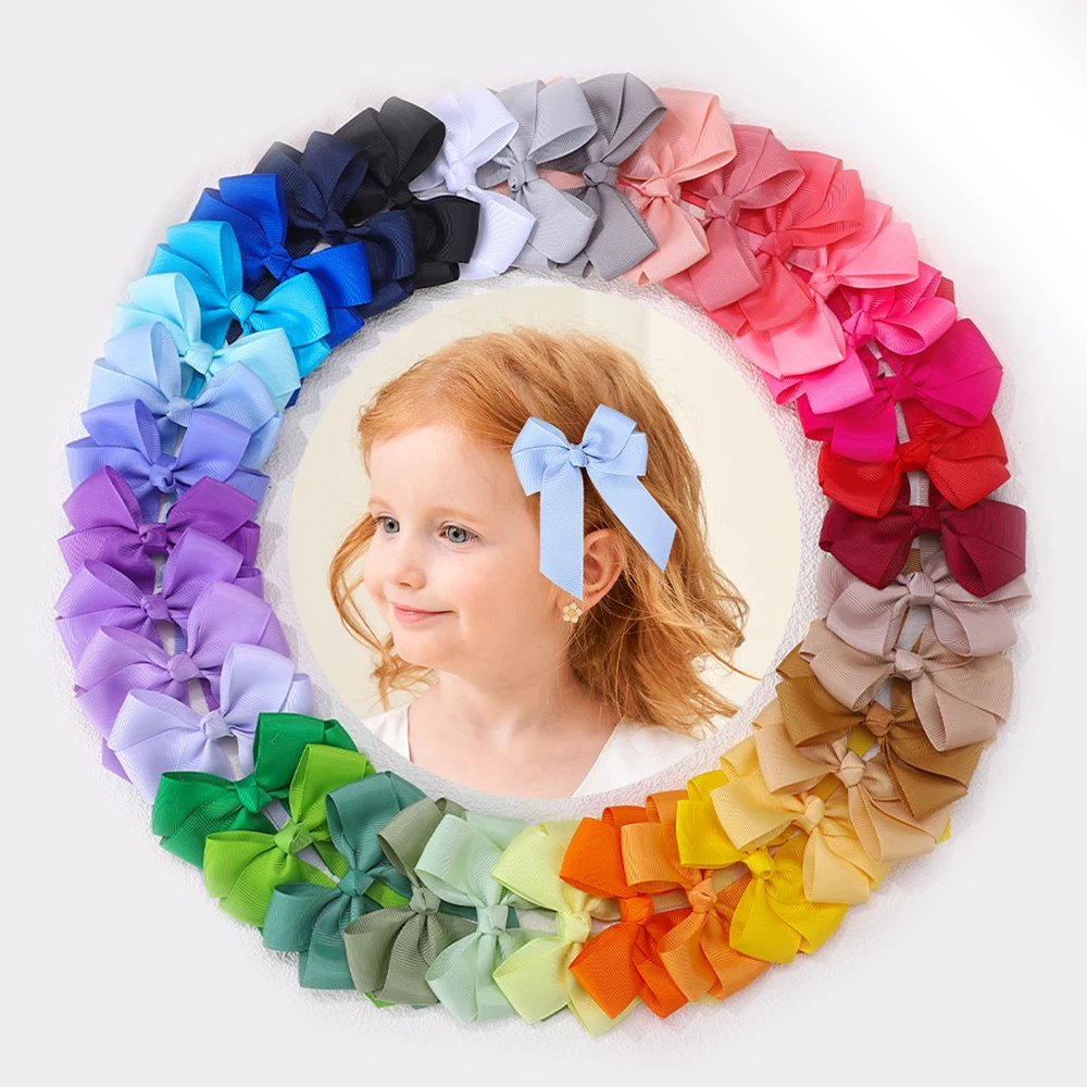 1pcs 3.6 ''아기 소녀를위한 솔리드 컬러 Bowknot 헤어 클립 클래식 활 머리핀 귀여운 헤어핀 머리 장식 어린이 헤어 액세서리