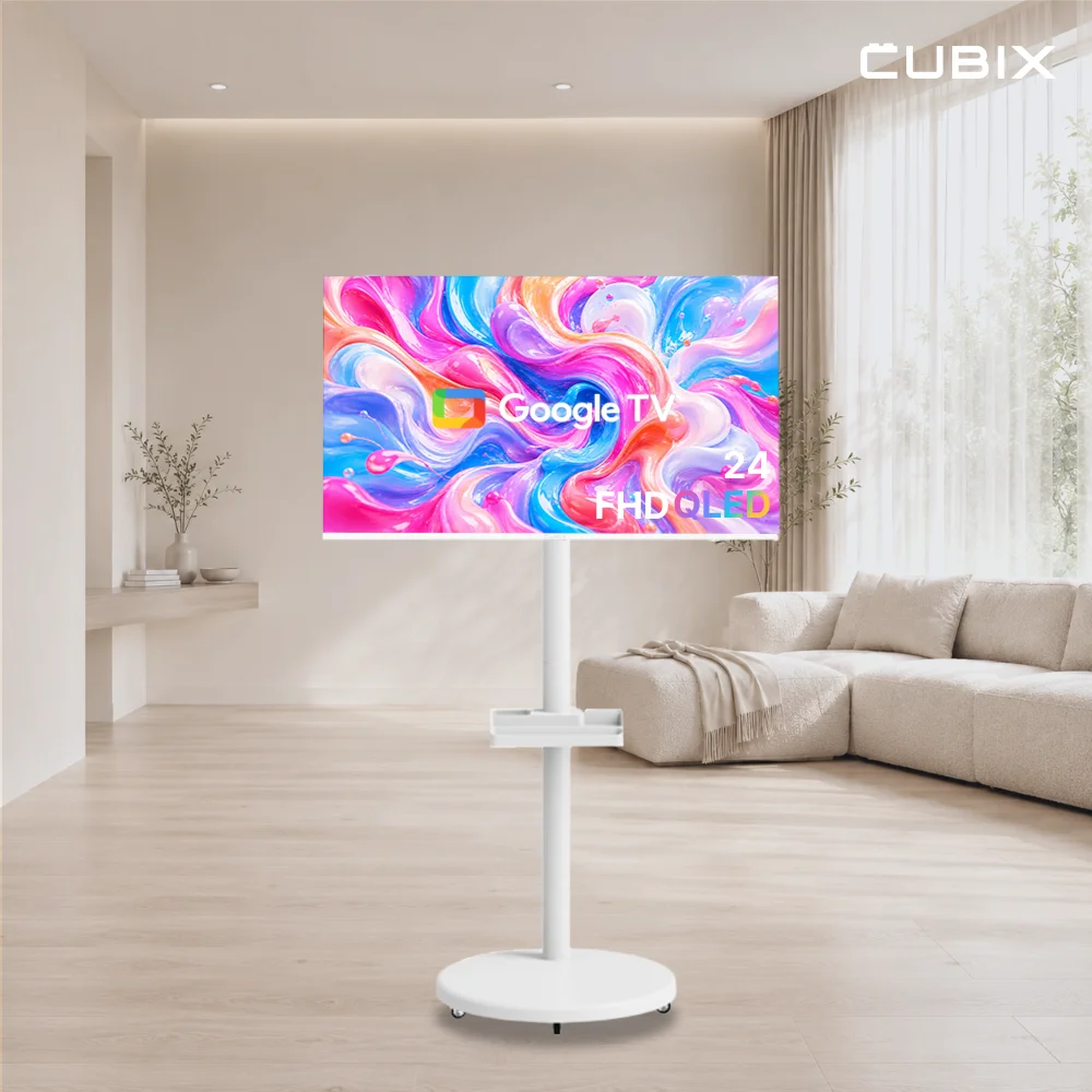 무빙큐빅스 화이트에디션 24인치 QLED FHD 삼탠바이미 퍼스트 셋트 이동식 스마트TV 삼텐바이미 중소바이미 스탠바이미
