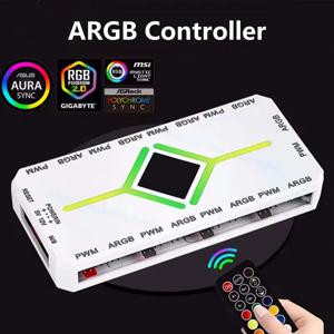  3 in 1 5V 3핀 ARGB 컨트롤러 쿨링 팬 허브 4핀 PWM 마그네틱 석션 허브 PWM 팬 허브 1~9 포트 컴퓨터 PC 케이스 팬용