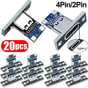 5/10/20Pcs Type-C 암 커넥터 USB 3.1 Type-C 2Pin 4Pin 충전 포트 커넥터 나사 고정 플레이트가 있는 TypeC 소켓