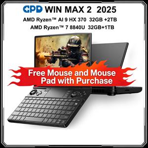 2025 GPD WIN Max 2 CPU AMD 8840U AI9 HX370 휴대용 게이밍 노트북 32GB RAM 1TB 2TB SSD 하드 디스크 미니 PC 노트북 LPDDR 5 10.1''