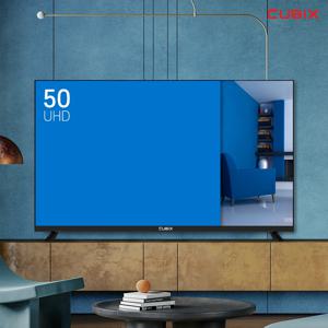 큐빅스 127cm 50인치 4K UHD TV 고화질 에너지효율 1등급 제로베젤 스탠드형 벽걸이형 티비