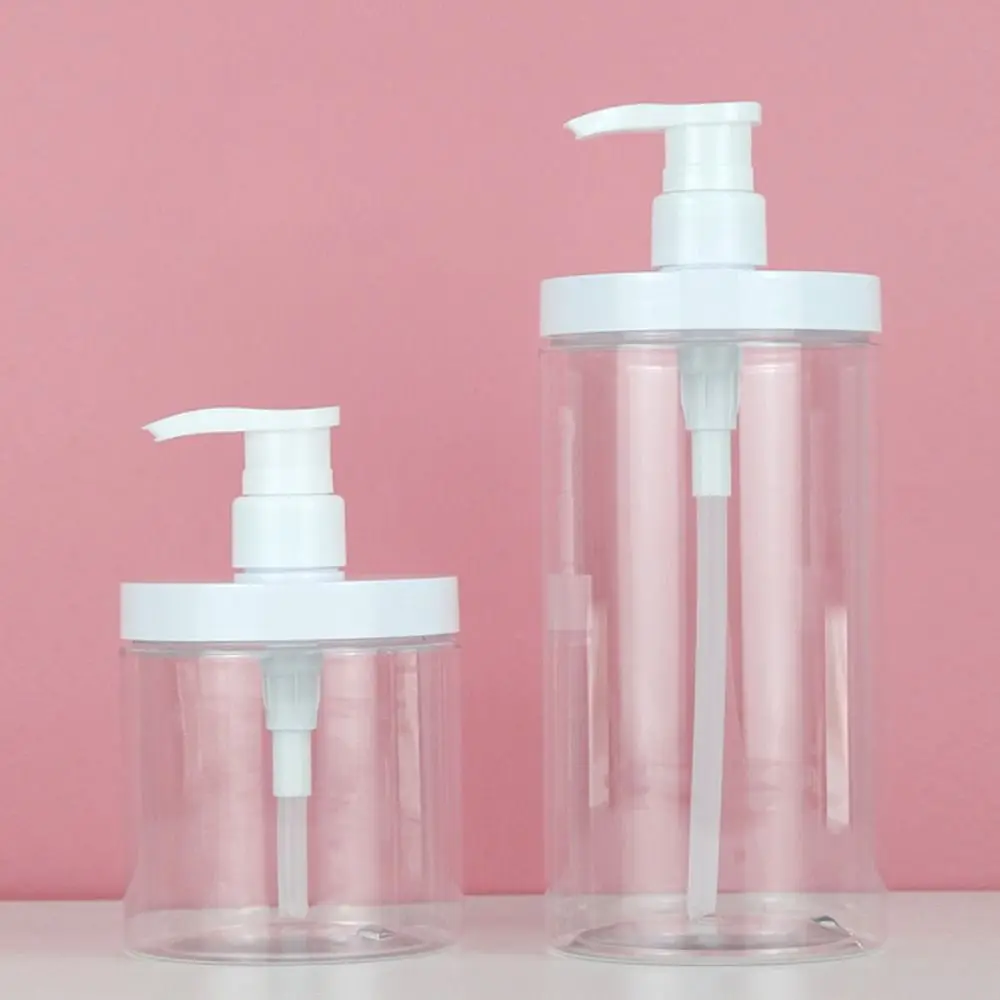 500/1000ml 펌프 병 디스펜서 와이드 입구 투명 샤워 비누 디스펜서 리필 가능 PET 보관 병