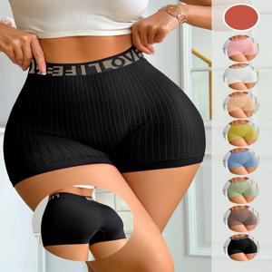 여성용 하이웨이스트 캐주얼 박서 브리프, 스포츠 레터 프린트 팬티, 부드럽고 편안함, 다양한 색상과 사이즈 제공