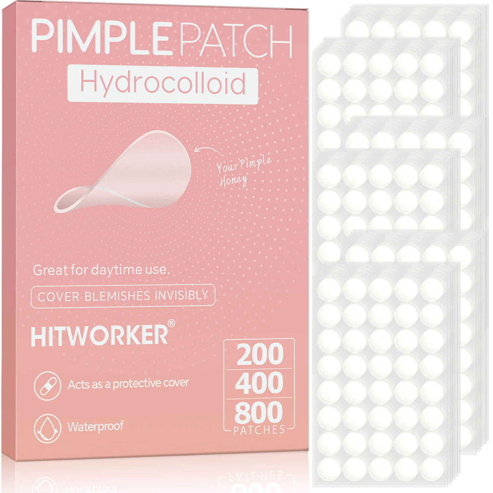 200/400/800개입 하이드로콜로이드 여드름 패치, 여드름 자국 커버, 투명 블레미쉬 스티커, 유분 흡수 페이스 케어