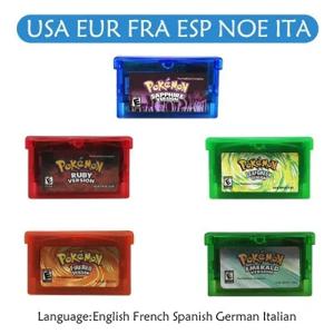 GBA 게임 포켓몬 시리즈 비디오 게임 카트리지 콘솔 카드 포켓몬 에메랄드 파이어레드 루비 리프그린 사파이어 다국어 지원