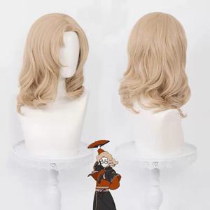 HAIRJOY ​​합성 머리 코스프레 가발 라이트 블론드 의상 애니메이션 웨이브 가발 로즈 네트