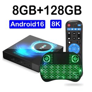 TV 박스 안드로이드 16 T95 8K 울트라 4K 8GB 128GB 스마트 TV 박스 블루투스 6.0 듀얼 와이파이 5G Allwinner H616 미디어 플레이어 구글 어시스턴트