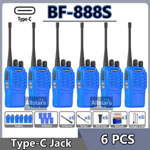 바오펑 BF-888S 무전기 6개, 타입C 충전, UHF 5KM 장거리, 선명한 음질, BF888S 16채널 미니 양방향 무전기, 어린이 선물