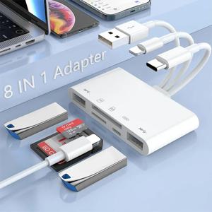 3선식 5-in-1 카드 리더기, 다기능 OTG 변환기, 고속 전송, 아이폰/안드로이드/아이패드 호환