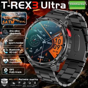 2026 새로운 T-Rex 3 울트라 1100mAh 스마트 워치 5ATM 방수 야외 스포츠 GPS 트랙 심박수 나침반 블루투스 통화 스마트워치